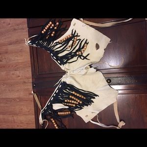 Leather halter top with fringes